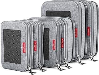 Compression Packing Cubes for Travel Organizers with Double Zipper (6-Pack (2L+2M+2S), Grey)
